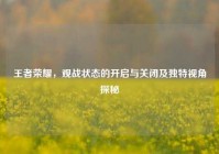 王者荣耀，观战状态的开启与关闭及独特视角探秘