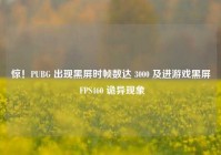 惊！PUBG 出现黑屏时帧数达 3000 及进游戏黑屏 FPS460 诡异现象