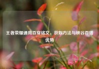 王者荣耀通用百穿铭文，获取方法与峡谷百搭优势