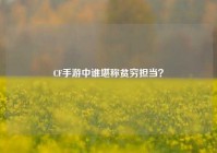 CF手游中谁堪称贫穷担当？