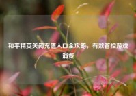 和平精英关闭充值入口全攻略，有效管控游戏消费