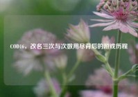 COD16，改名三次与次数用尽背后的游戏历程