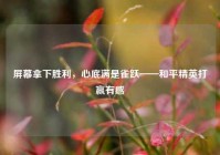 屏幕拿下胜利，心底满是雀跃——和平精英打赢有感