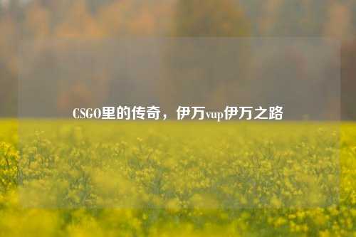 CSGO里的传奇,伊万vup伊万之路