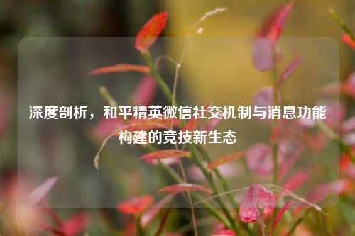 深度剖析,和平精英微信社交机制与消息功能构建的竞技新生态