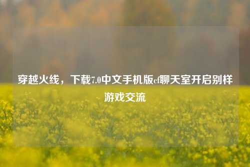 穿越火线,下载7.0中文手机版cf聊天室开启别样游戏交流