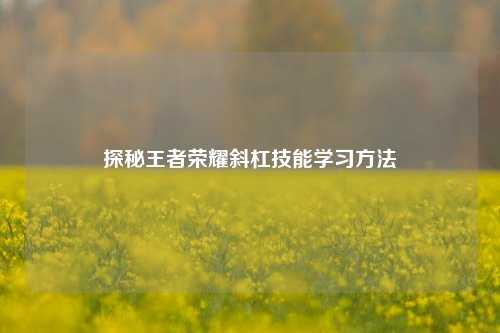 探秘王者荣耀斜杠技能学习方法