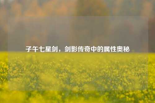 子午七星剑，剑影传奇中的属性奥秘