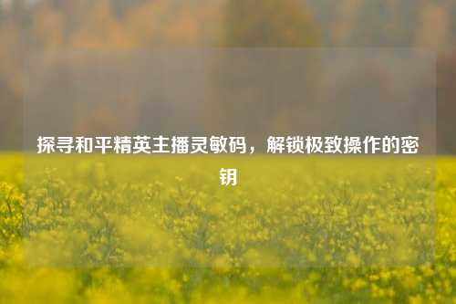 探寻和平精英主播灵敏码,解锁极致操作的密钥