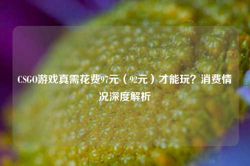 CSGO游戏真需花费97元(92元)才能玩?消费情况深度解析