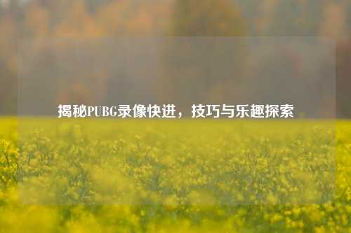 揭秘PUBG录像快进,技巧与乐趣探索