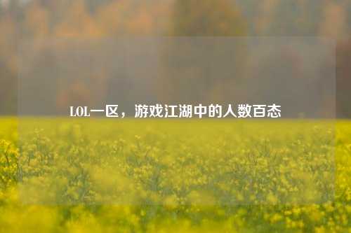 LOL一区,游戏江湖中的人数百态