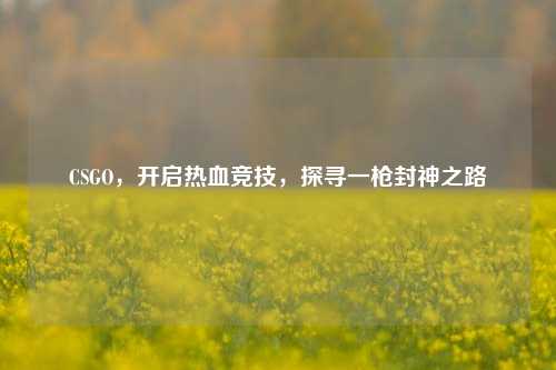 CSGO，开启热血竞技，探寻一枪封神之路
