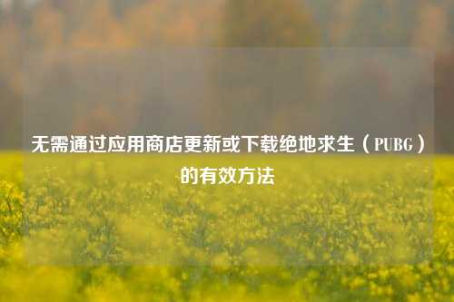 无需通过应用商店更新或下载绝地求生(PUBG)的有效方法