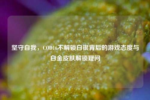 坚守自我,COD16不解锁白银背后的游戏态度与白金皮肤解锁疑问