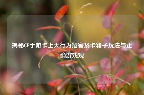 揭秘CF手游卡上天行为危害及卡箱子玩法与正确游戏观