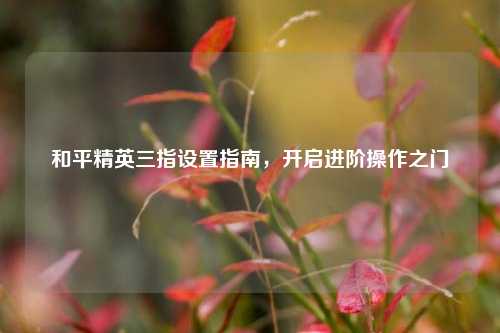 和平精英三指设置指南,开启进阶操作之门