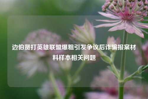 边伯贤打英雄联盟爆粗引发争议后诈骗报案材料样本相关问题