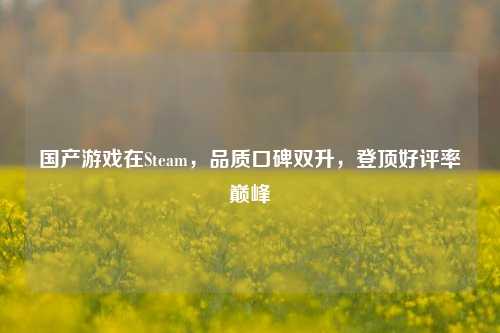 国产游戏在Steam，品质口碑双升，登顶好评率巅峰