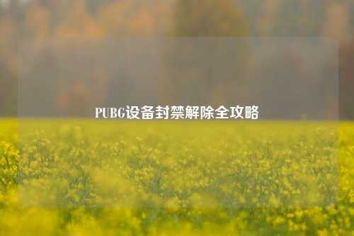 PUBG设备封禁解除全攻略