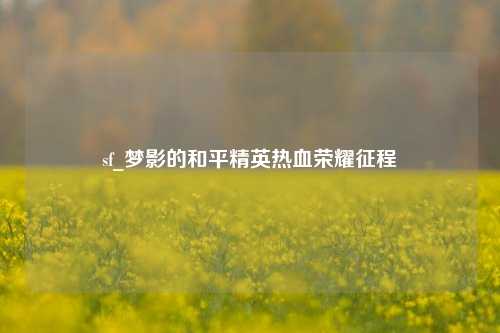 sf_梦影的和平精英热血荣耀征程