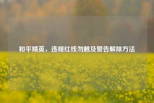 和平精英,违规红线勿触及警告解除方法