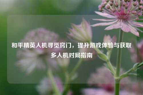 和平精英人机寻觅窍门,提升游戏体验与获取多人机对局指南