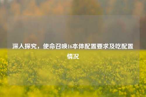 深入探究,使命召唤16本体配置要求及吃配置情况