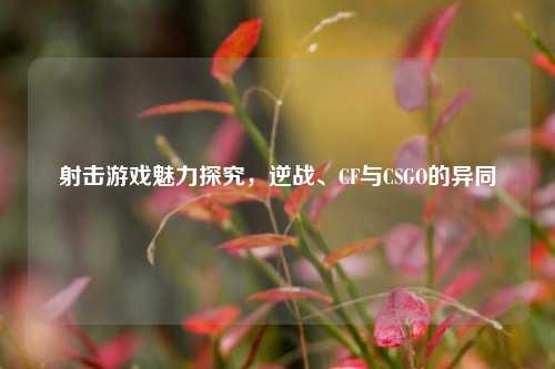 射击游戏魅力探究,逆战、CF与CSGO的异同