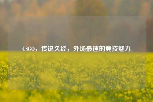 CSGO，传说久经，外场最速的竞技魅力