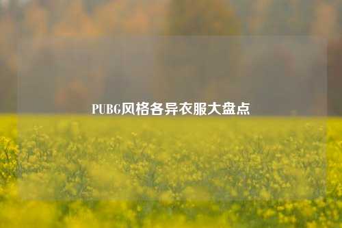 PUBG风格各异衣服大盘点
