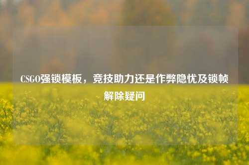 CSGO强锁模板,竞技助力还是作弊隐忧及锁帧解除疑问
