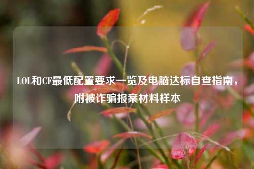 LOL和CF最低配置要求一览及电脑达标自查指南,附被诈骗报案材料样本