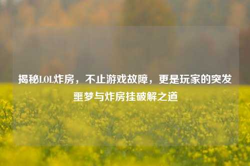 揭秘LOL炸房,不止游戏故障,更是玩家的突发噩梦与炸房挂破解之道