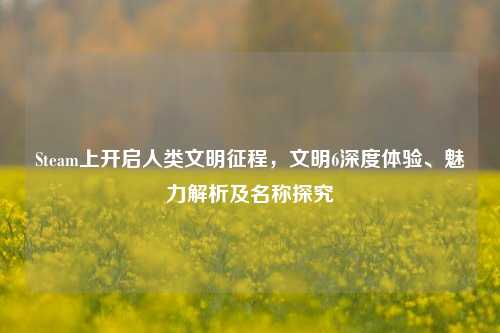 Steam上开启人类文明征程，文明6深度体验、魅力解析及名称探究