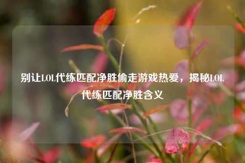 别让LOL代练匹配净胜偷走游戏热爱,揭秘LOL代练匹配净胜含义