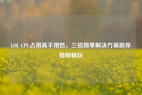 LOL CPU占用高不用愁，三招简单解决方案助你稳帧畅玩